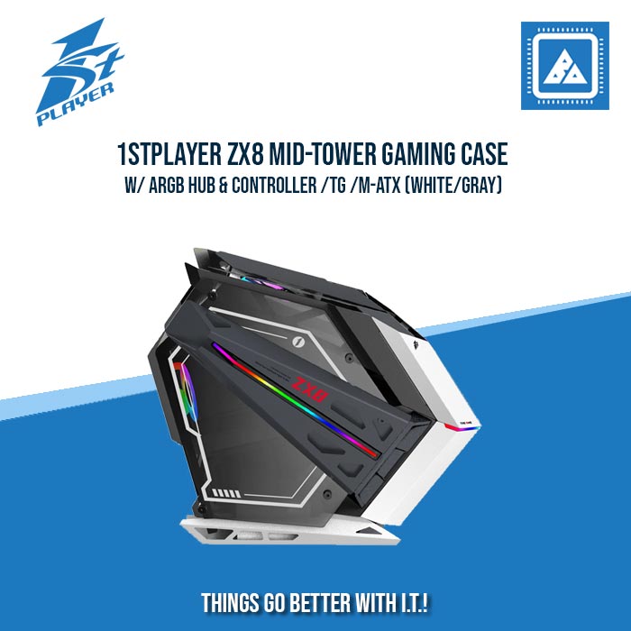 1STPLAYER ZX8 MID-TOWER GAMING CASE W/ ARGB HUB & CONTROLLER /TG /M-ATX (WHITE/GRAY) 1STPLAYER ZX8 MID-TOWER GAMING CASE W/ ARGB HUB & CONTROLLER /TG /M-ATX (WHITE/GRAY)